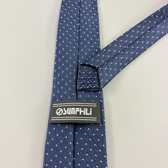 SunFills Navy Blue / Gray Polka Dots Men's Tie 3" x 61" - Picture 3 of 3